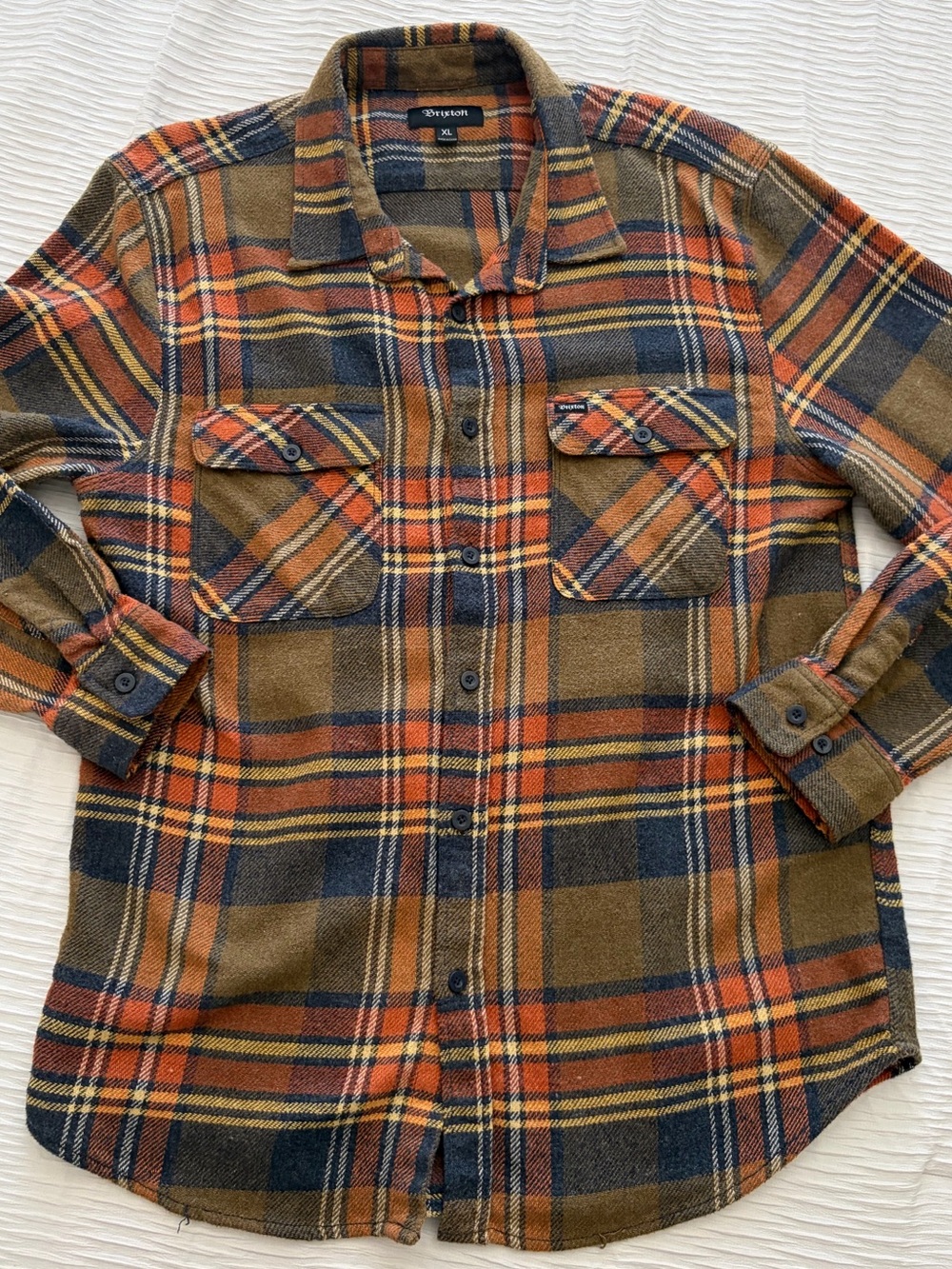 Brixton Men's Plaid Button-Down Shirt - Brown, Orange, Blue